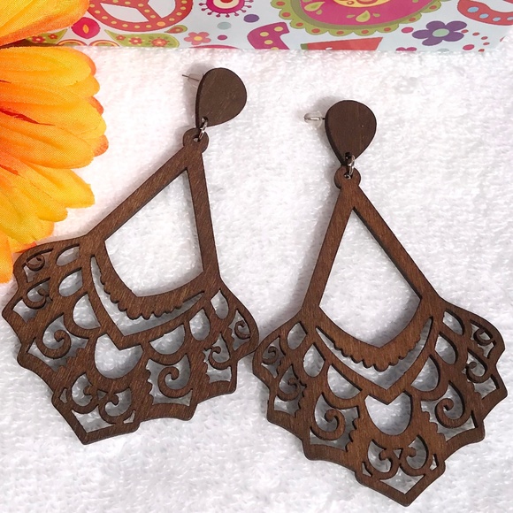 Indpependent Jewelry - New Long Boho Festival Earrings Wood Dangle Laser